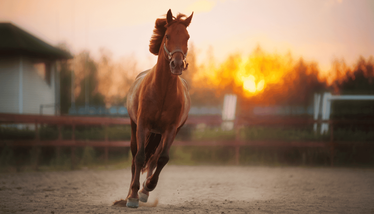 Horse Running at Sunset